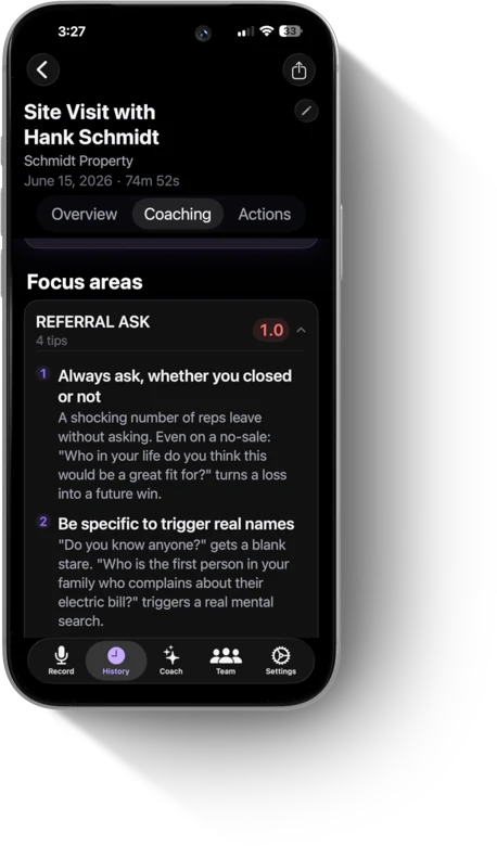 Coaching: ranked focus areas with tips
